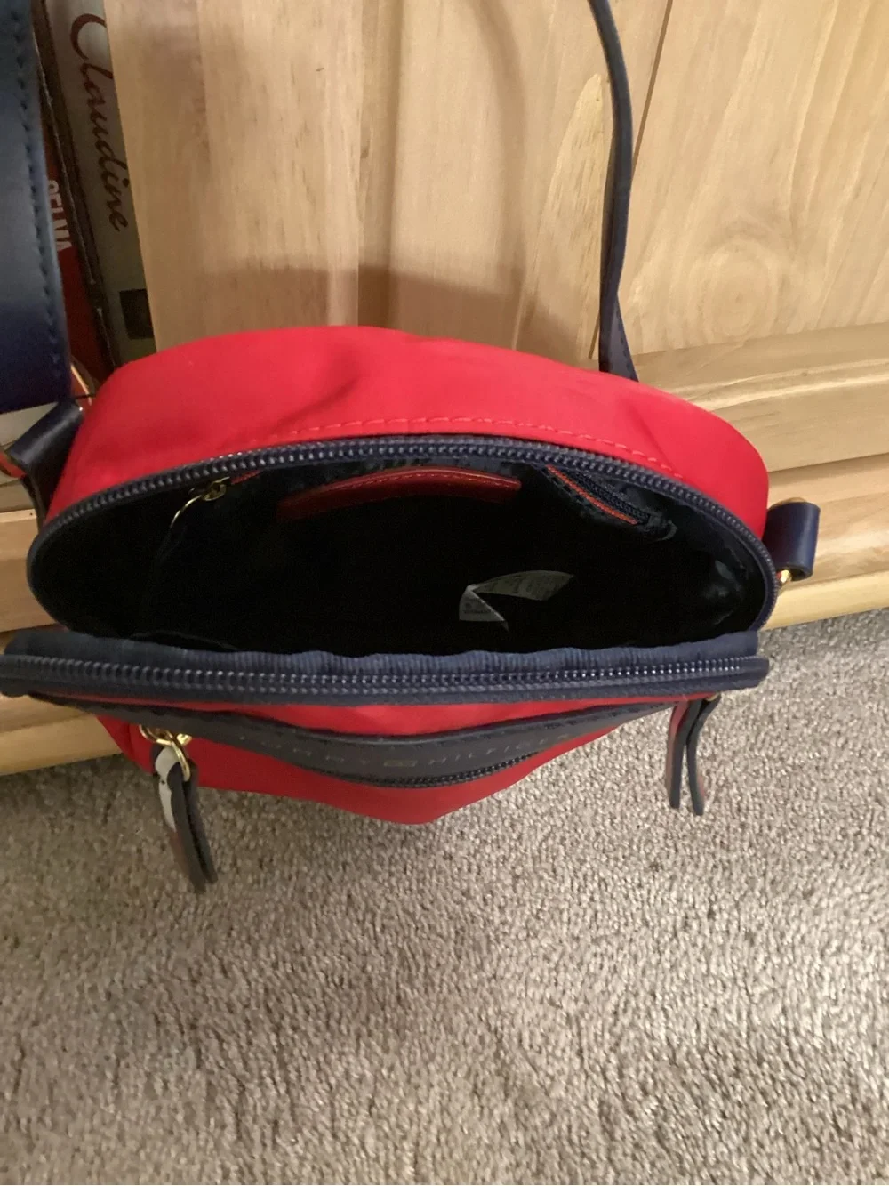 Tommy Hilfiger Red and Navy Crossbody Phone Pouch